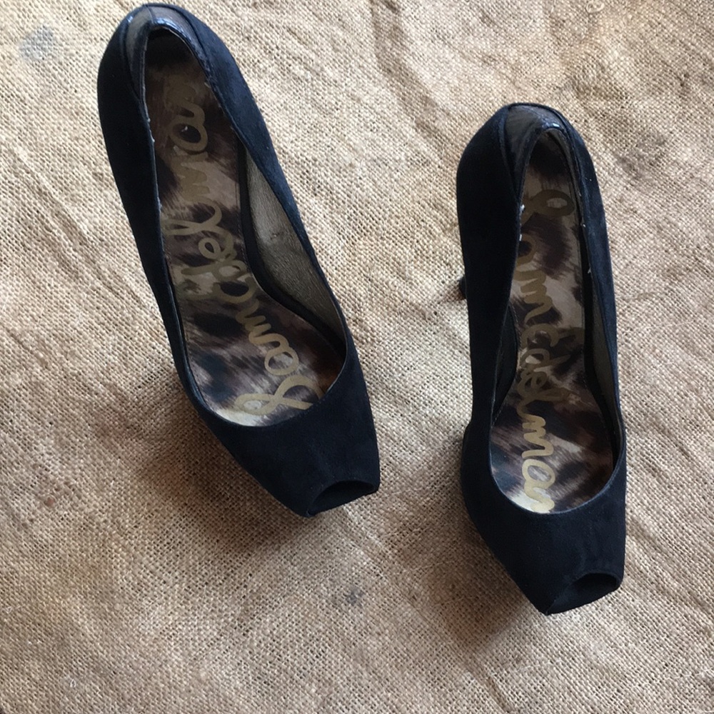 Sam Edelman Black Suede Heels Size 7 - Picture 2 of 3